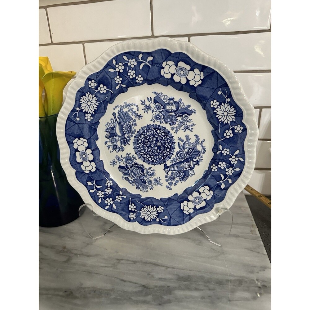 Spode Blue Room Collection Regency Series Trophies Plate Blue White Transferware